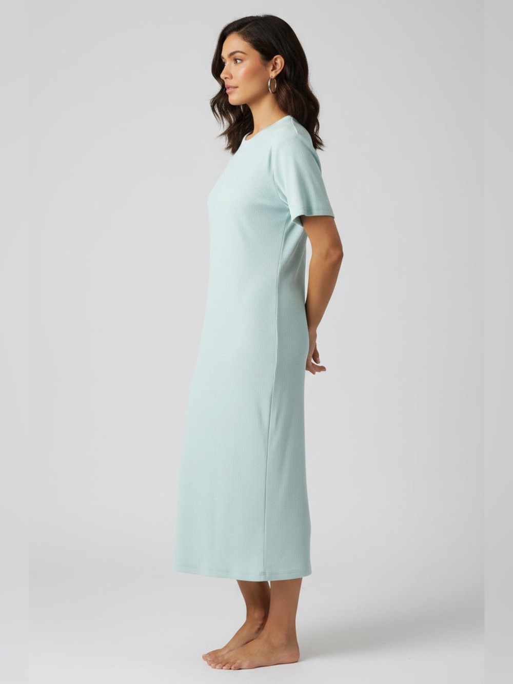 No Boundaries Light Aqua Midi T-Shirt Dress